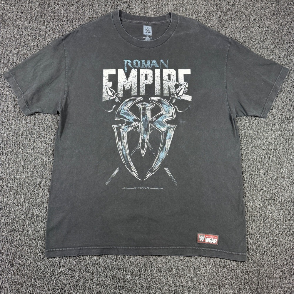 WWE Roman Reigns Roman Empire Authentic Wear Black Men's T-Shirt Size XL #327